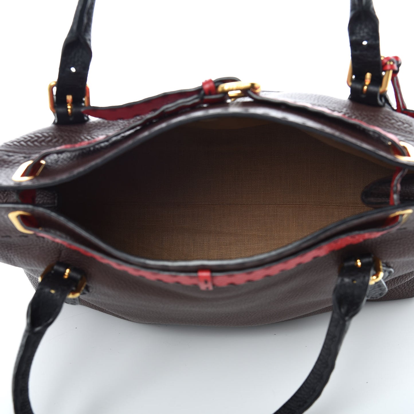 Calfskin Romano Selleria Large Villa Borghese Tote Marrone Black Fuoco