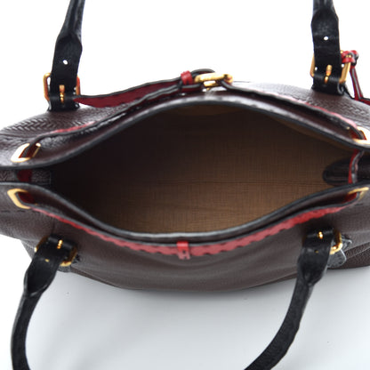 Fendi Calfskin Romano Selleria Large Villa Borghese Tote Marrone Black Fuoco 7 of 16