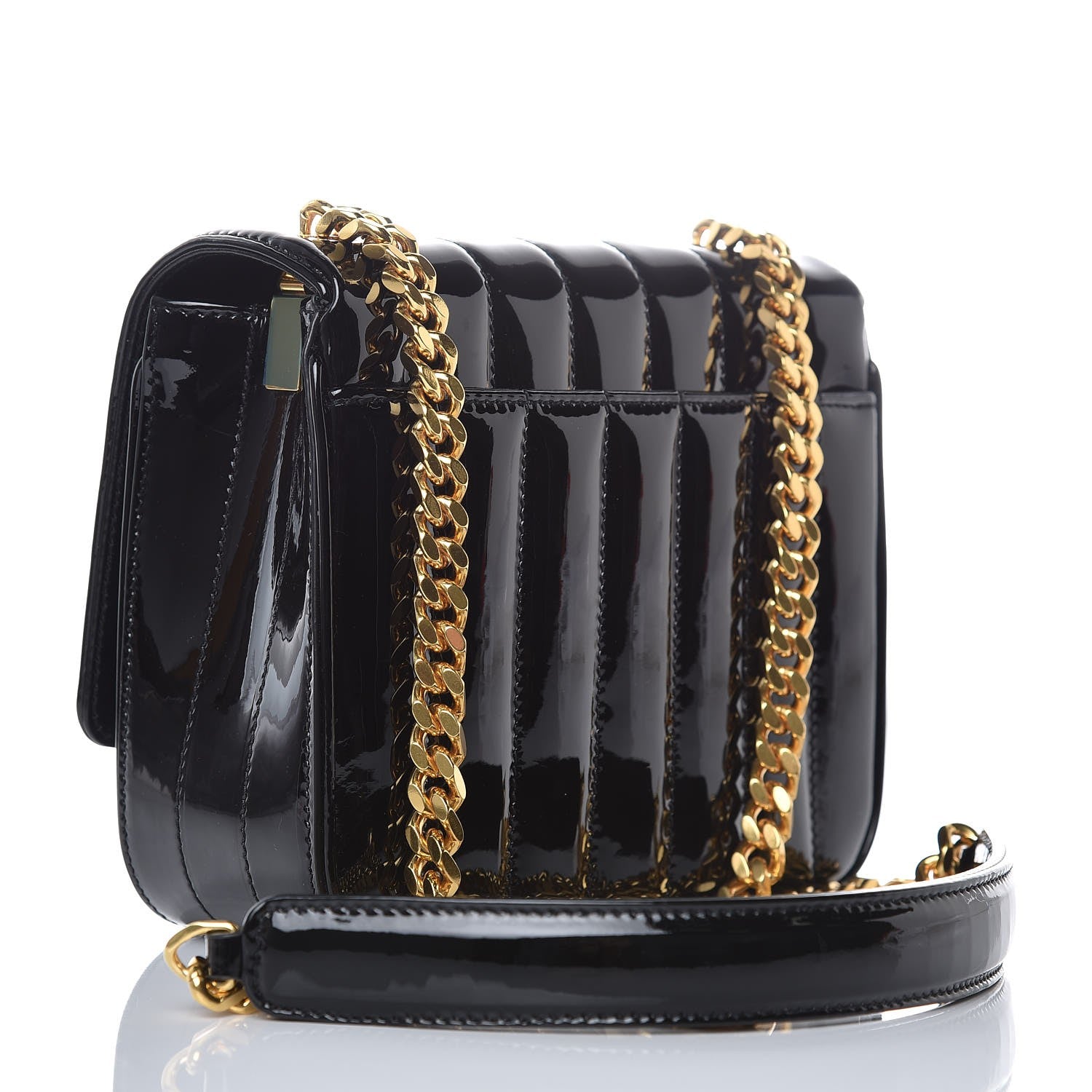 Saint Laurent Patent Calfskin Matelasse Monogram Small Vicky Chain Bag Black 3 of 6