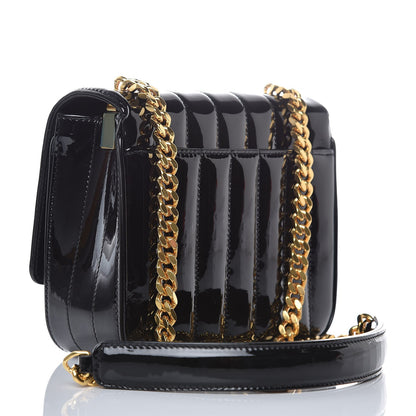 Saint Laurent Patent Calfskin Matelasse Monogram Small Vicky Chain Bag Black 3 of 6