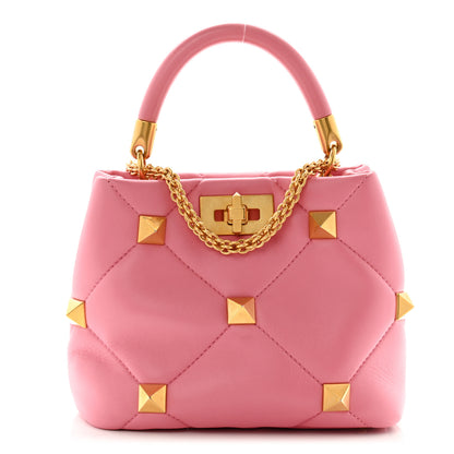 Valentino Garavani Nappa Small Roman Stud The Handle Bag Flamingo Pink 1 of 11