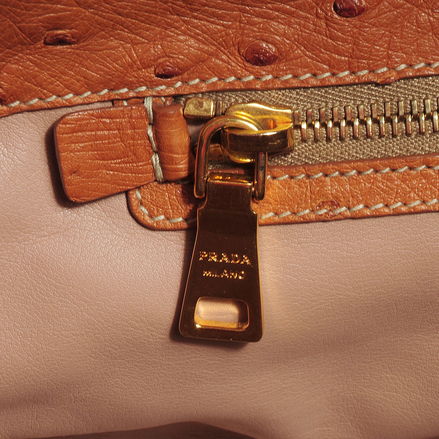 Prada Ostrich Executive Tote Cognac 9 of 12