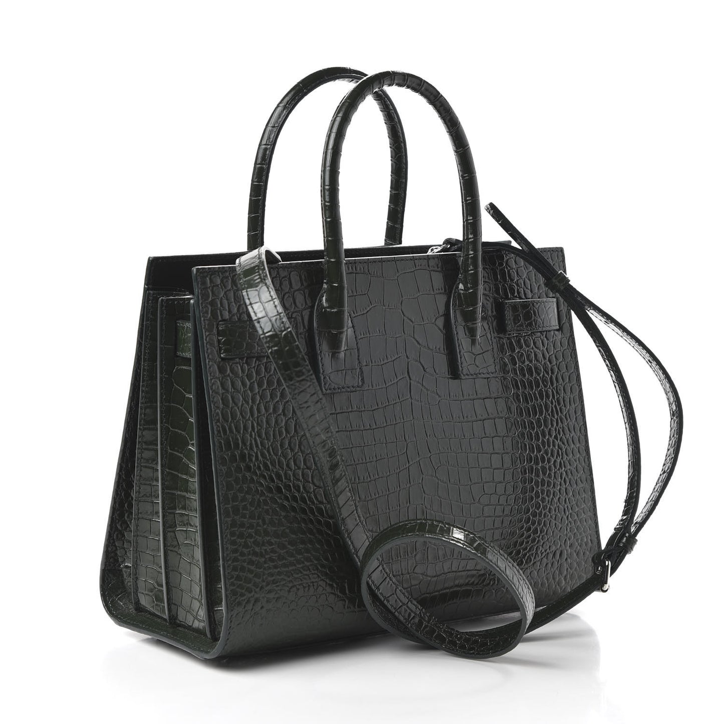 Calfskin Crocodile Embossed Baby Sac De Jour Dark Leaf