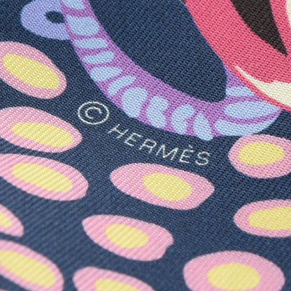 Hermes Silk Under The Waves Twilly Mauve Marine Jaune 4 of 4