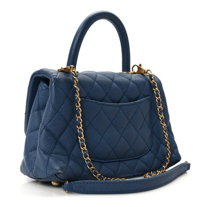 Chanel Caviar Quilted Mini Coco Handle Flap Blue 3 of 14