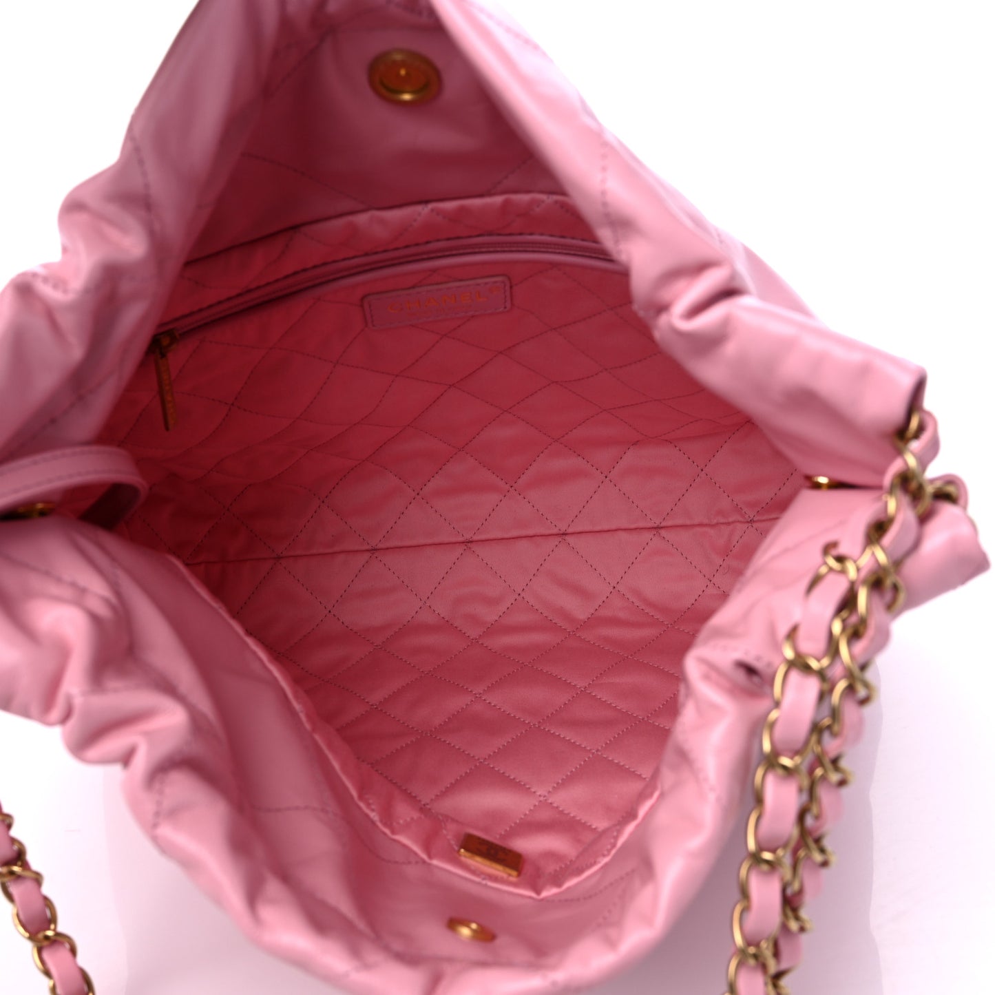 Shiny Calfskin Quilted Small Chanel 22 Pink