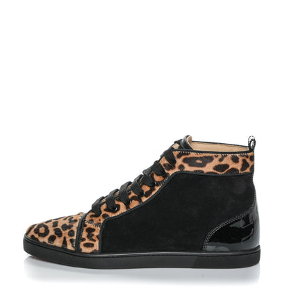 Christian Louboutin Pony Hair Suede Jaguar Bip Bip Flat Sneakers 39 Brown Black 1 of 8