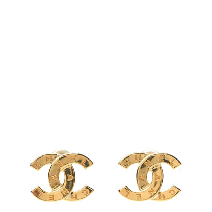 Chanel Metal CC Paris Button Stud Earrings Gold 1 of 5