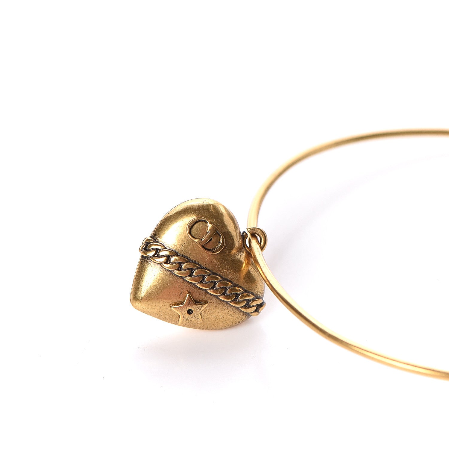 Christian Dior Metal Heart Hoop Earrings Gold 4 of 5