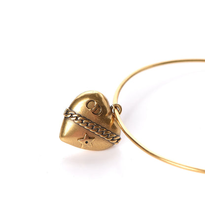 Christian Dior Metal Heart Hoop Earrings Gold 4 of 5