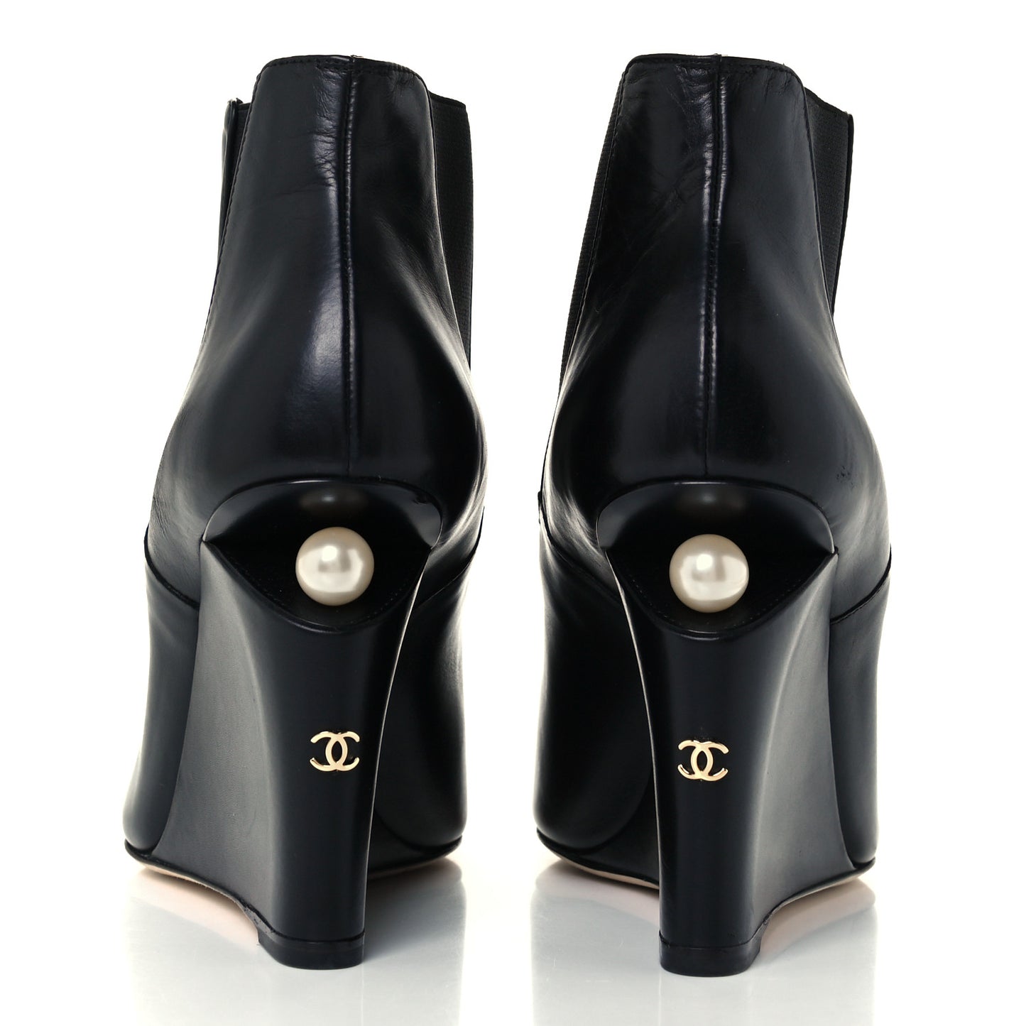 Lambskin Pearl CC Ankle Boots 37.5 Black