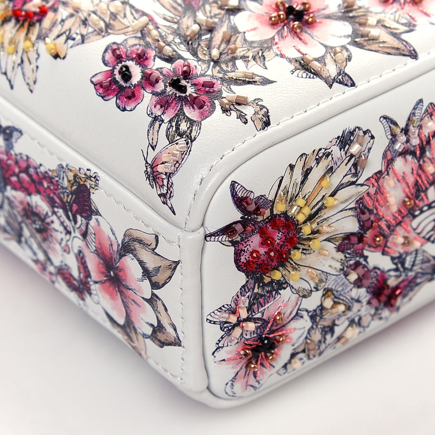 Calfskin Embroidered Butterfly Printed Lady D-Joy Multicolor