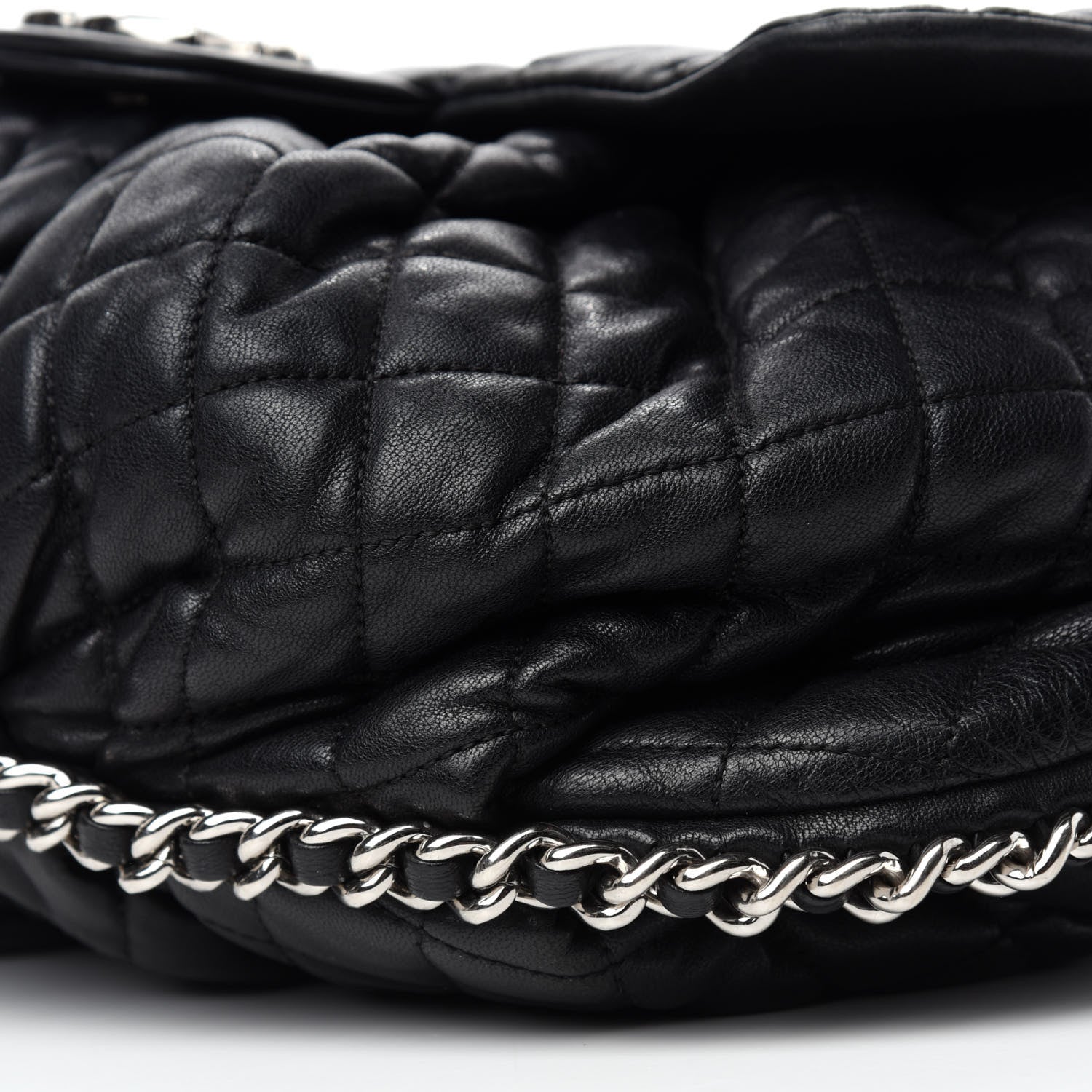 Chanel Washed Lambskin Quilted Large Chain Around Messenger Black 7 of 13