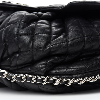 Chanel Washed Lambskin Quilted Large Chain Around Messenger Black 7 of 13