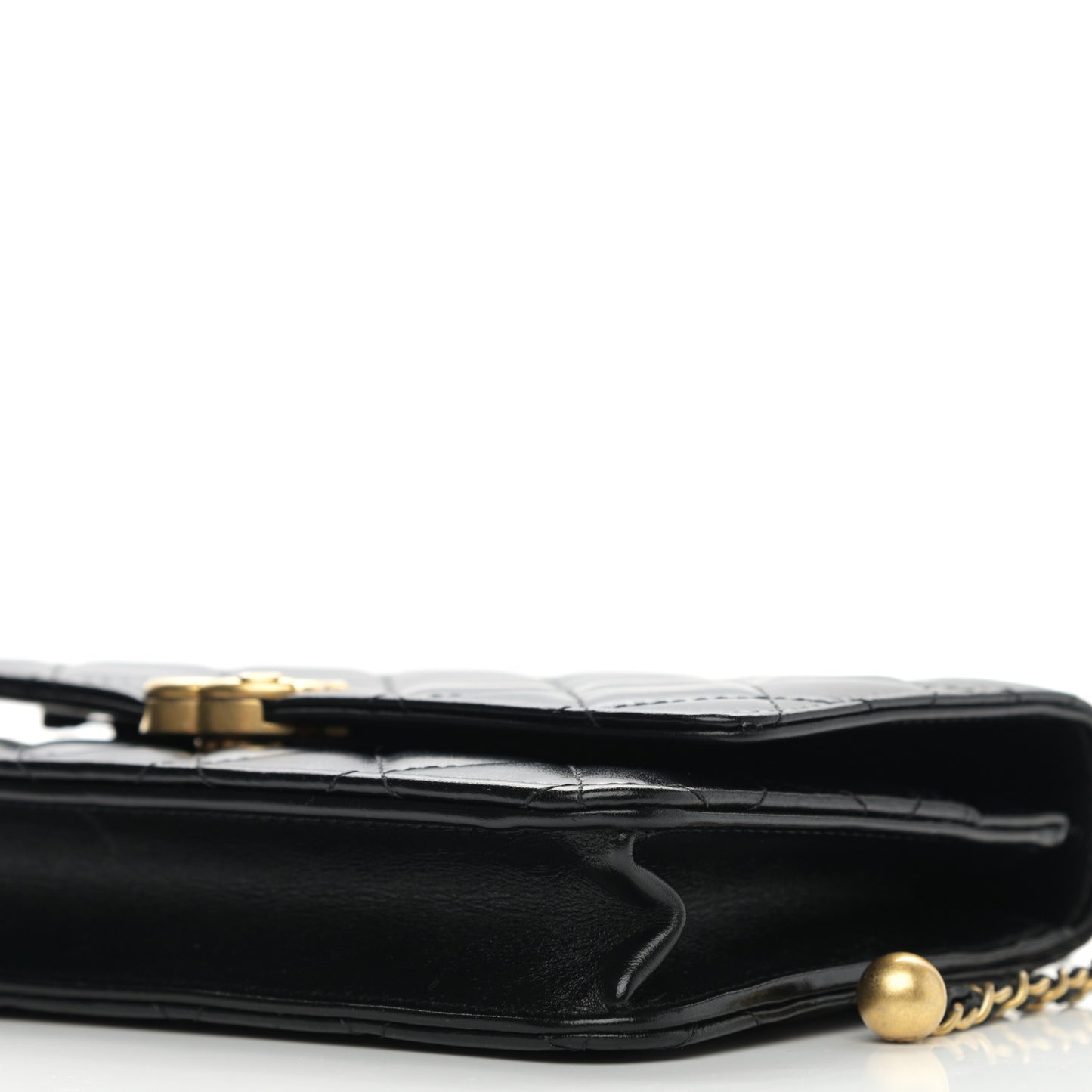 Calfskin Quilted Perfect Fit Wallet On Chain WOC Black