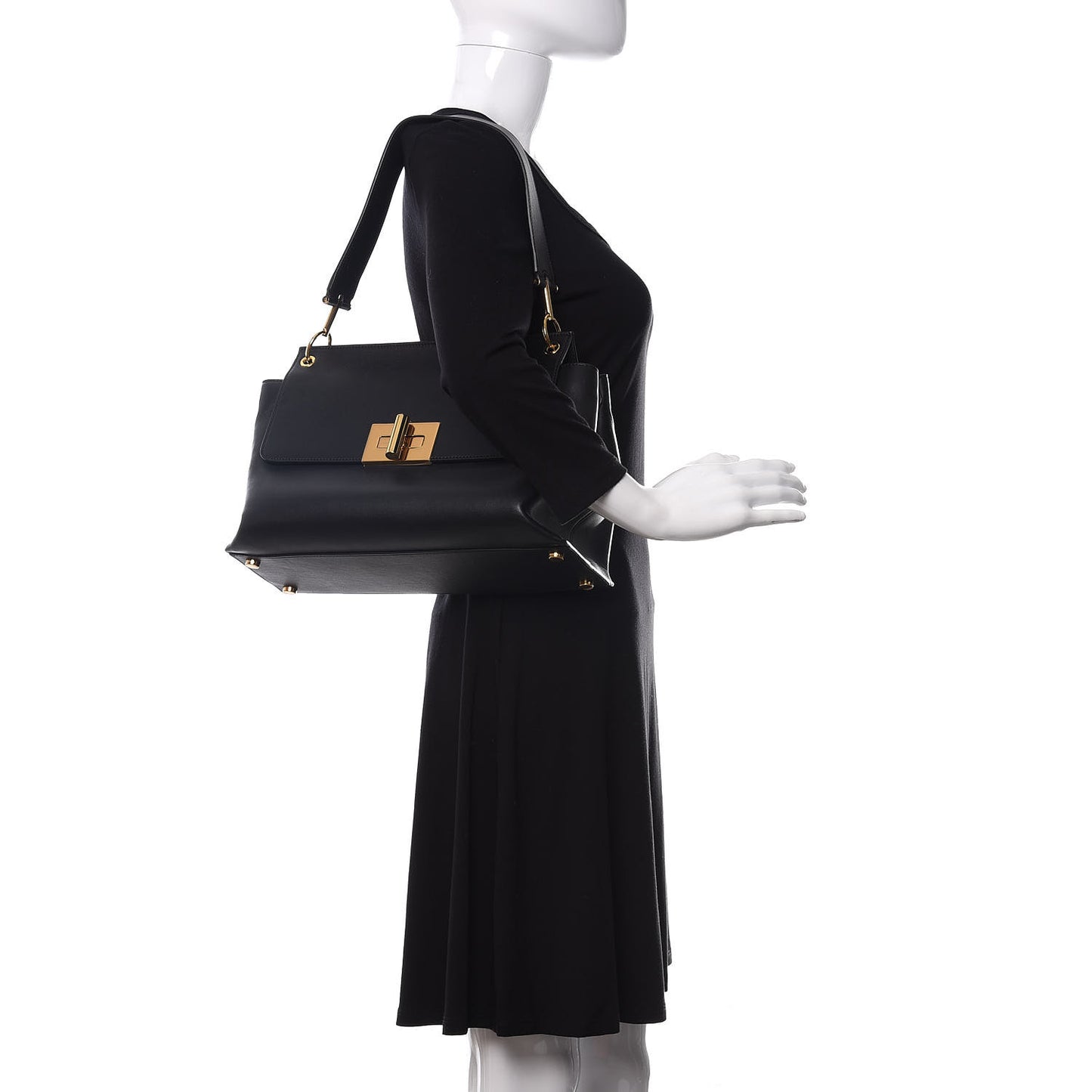 Calfskin Natalia Shoulder Bag Black