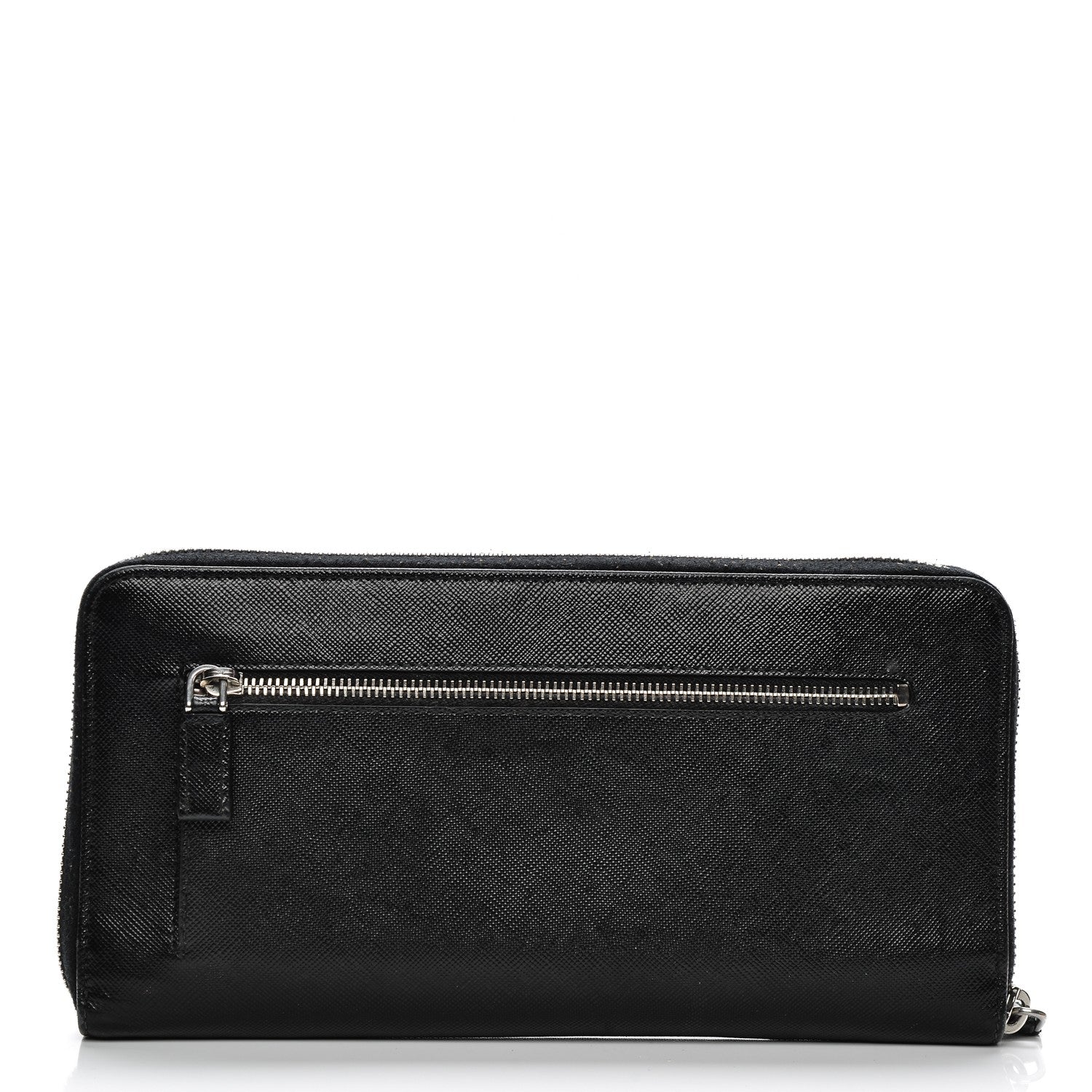 Prada Saffiano Large Zip Around Travel Wallet Nero Black 9 of 10