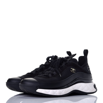 Chanel Velvet Calfskin Mixed Fibers CC Sneakers 40 Black 3 of 9