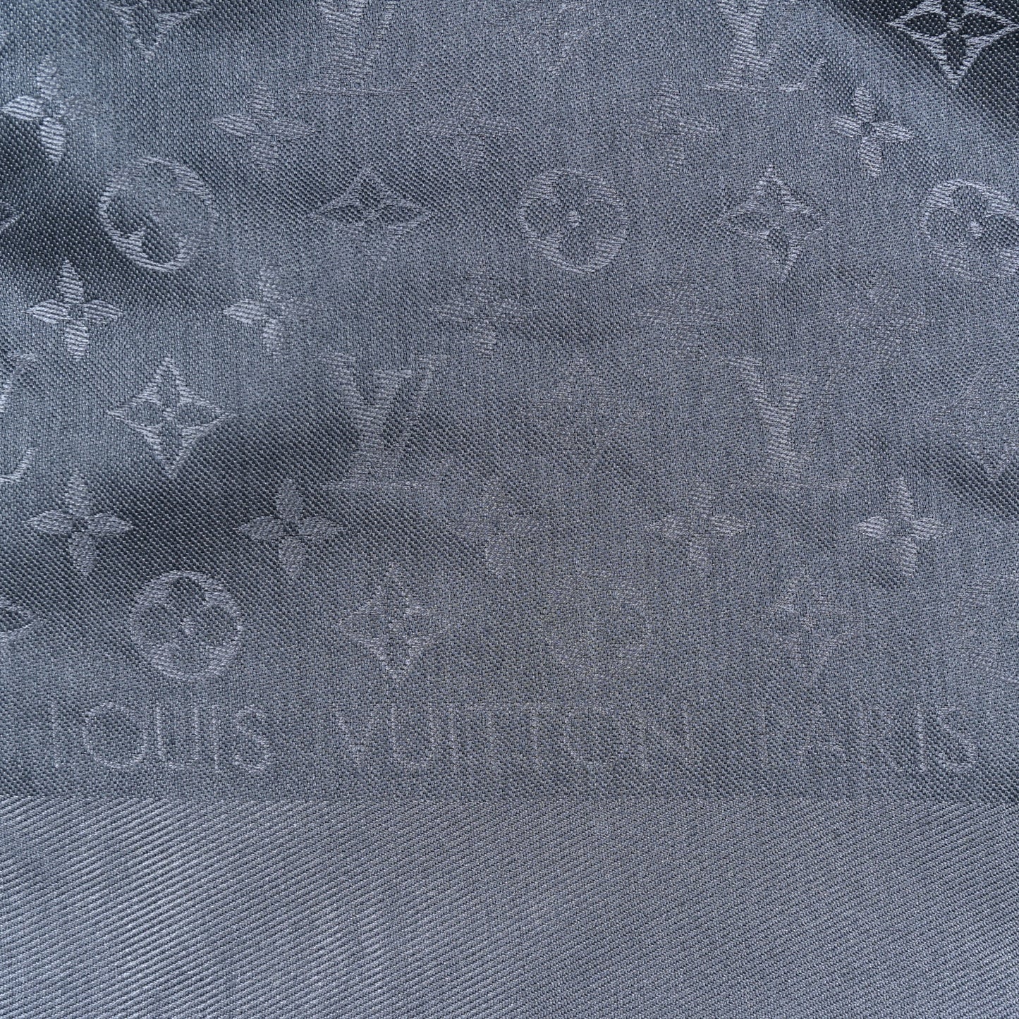 Silk Wool Monogram Denim Shawl Blue Blue