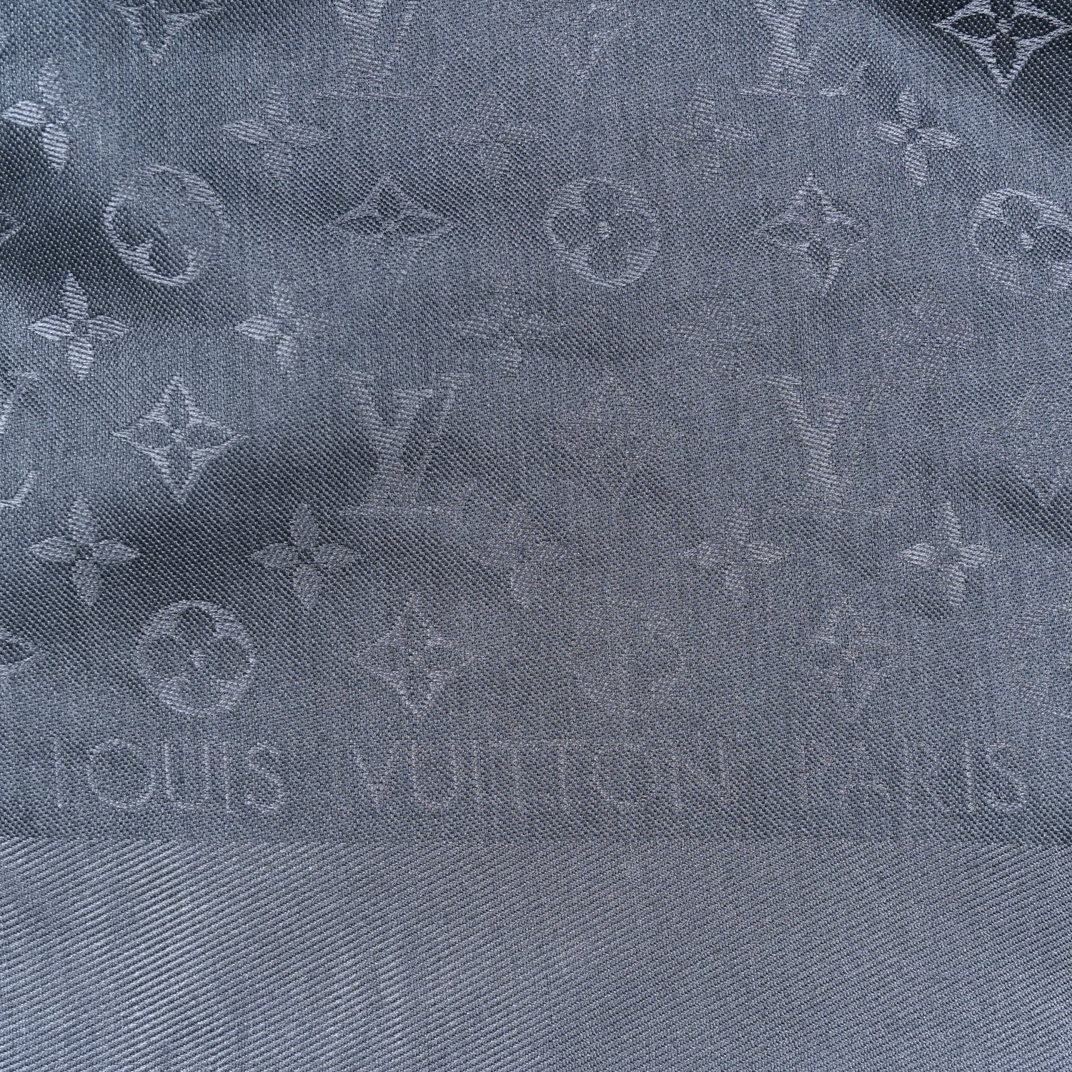 Louis Vuitton Silk Wool Monogram Denim Shawl Blue Blue 2 of 3