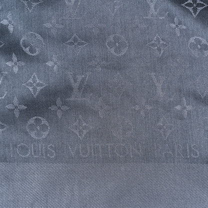 Louis Vuitton Silk Wool Monogram Denim Shawl Blue Blue 2 of 3