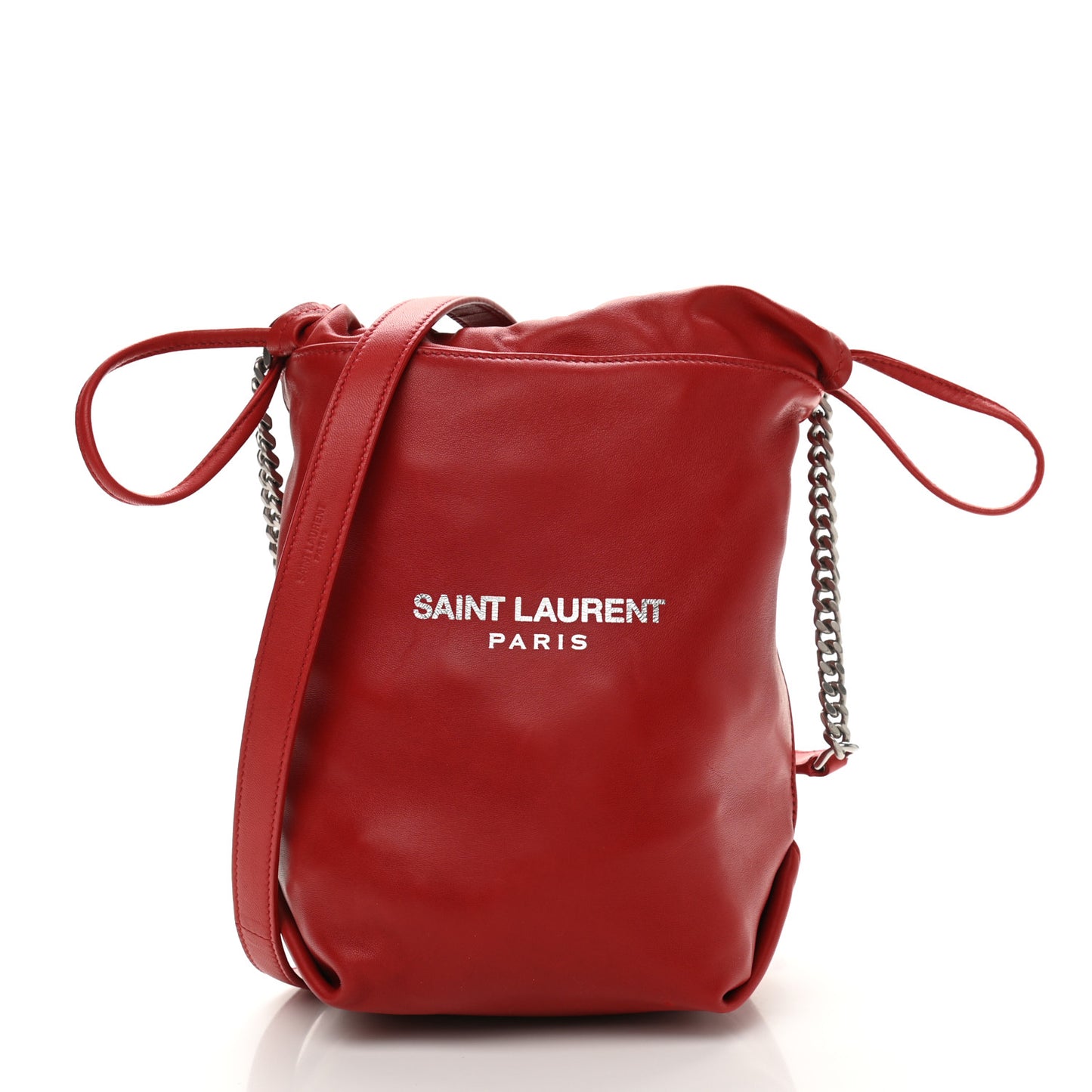 Lambskin Small Teddy Bucket Bag Red