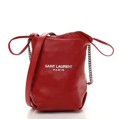 Saint Laurent Lambskin Small Teddy Bucket Bag Red 3 of 12
