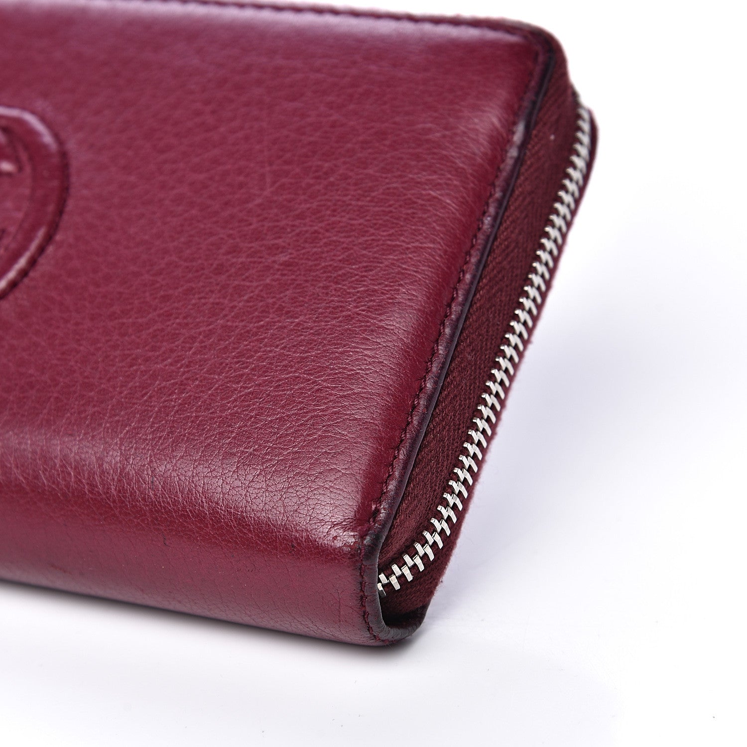 Gucci Pebbled Calfskin Soho Zip Around Wallet Cherry Gloss 9 of 15
