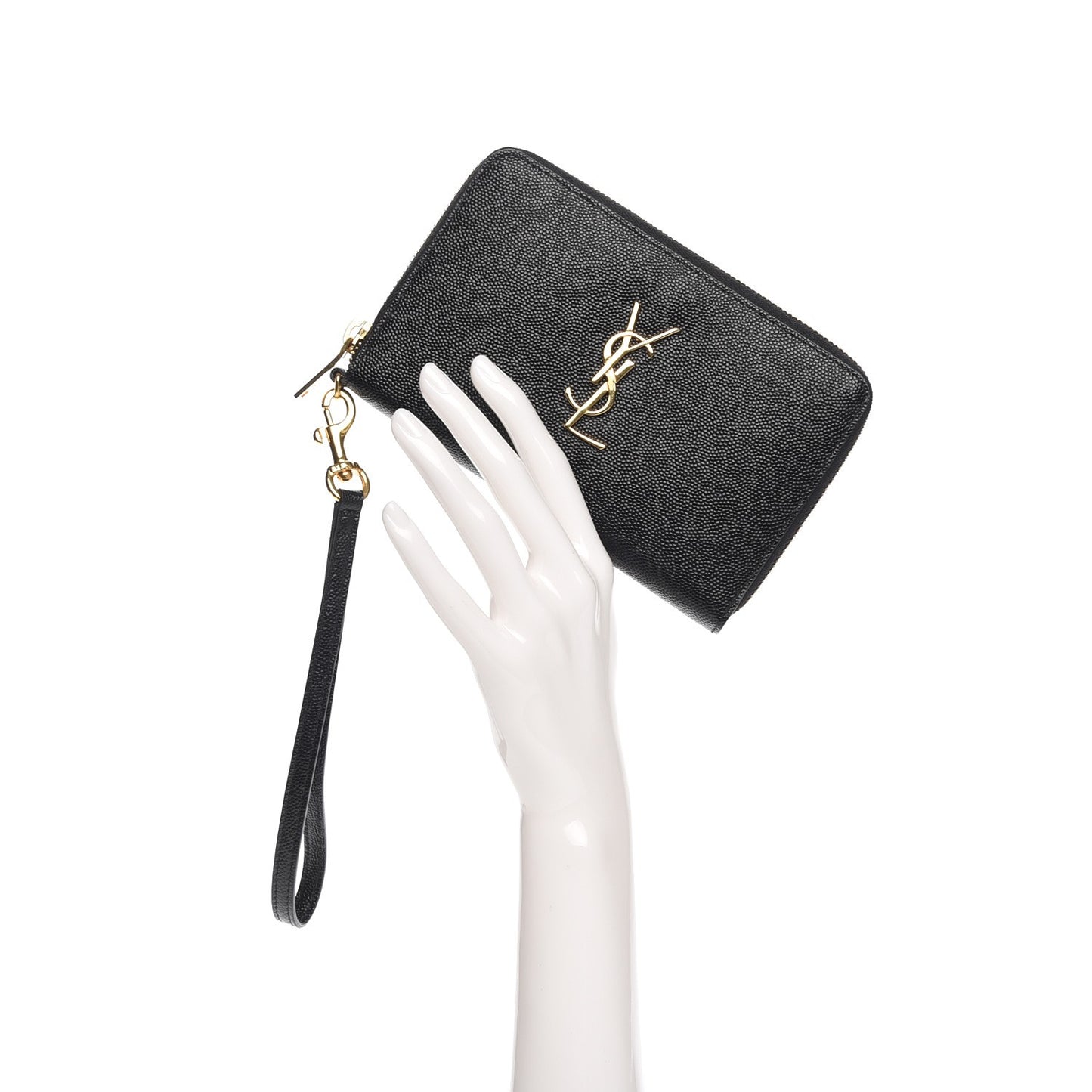 Grain De Poudre Monogram Smartphone Zip Around Wristlet Wallet Black