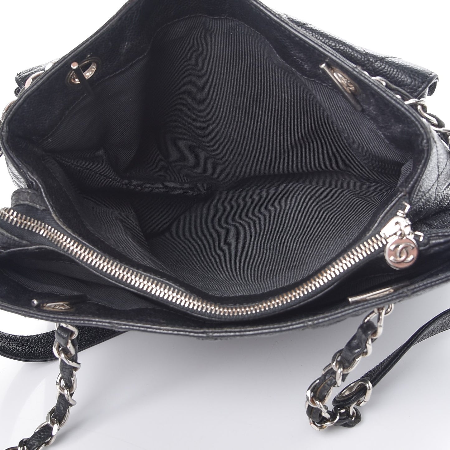 Caviar Quilted Flap Shoulder Bag Black