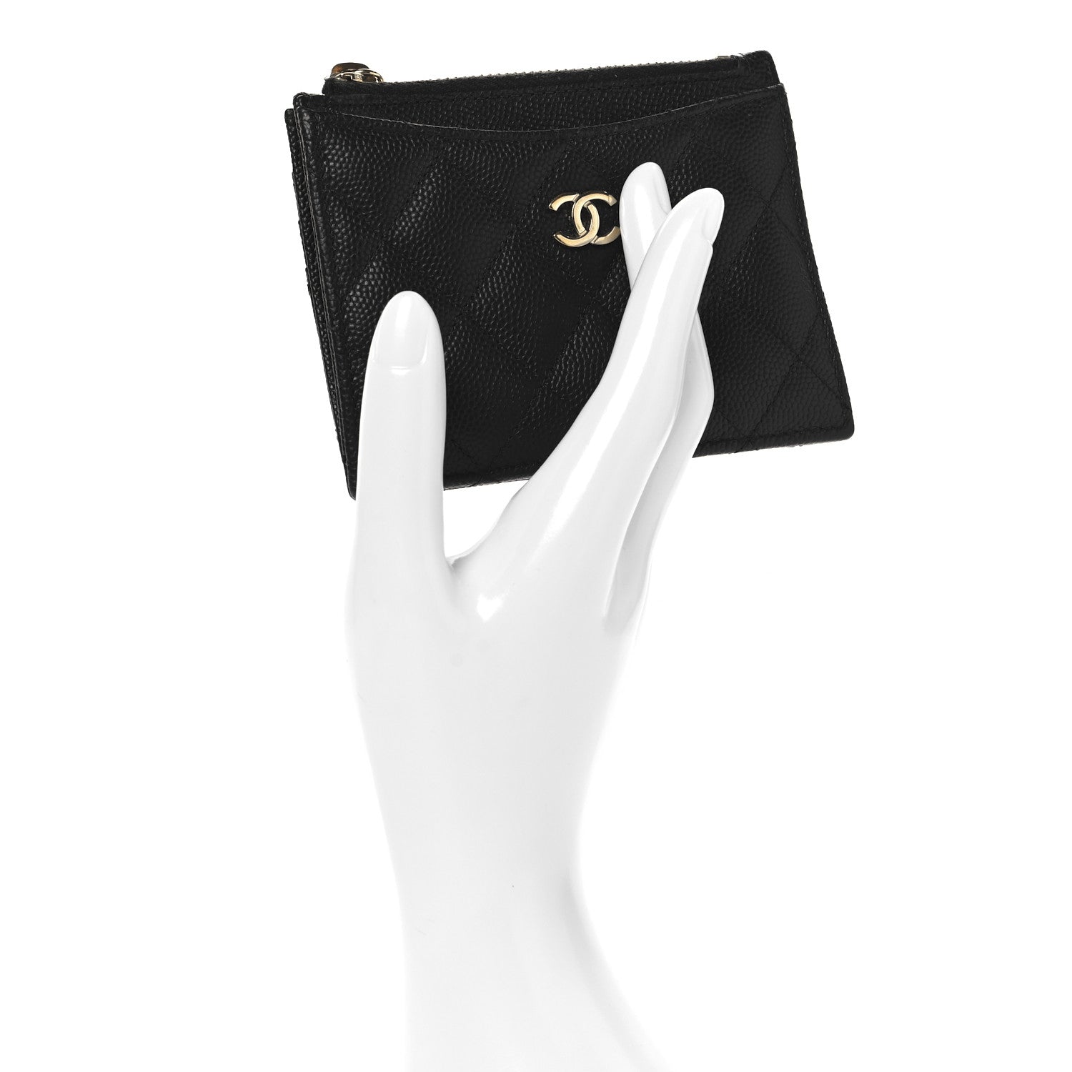 Chanel Caviar Quilted CC Zip Card Holder Black 2 of 8