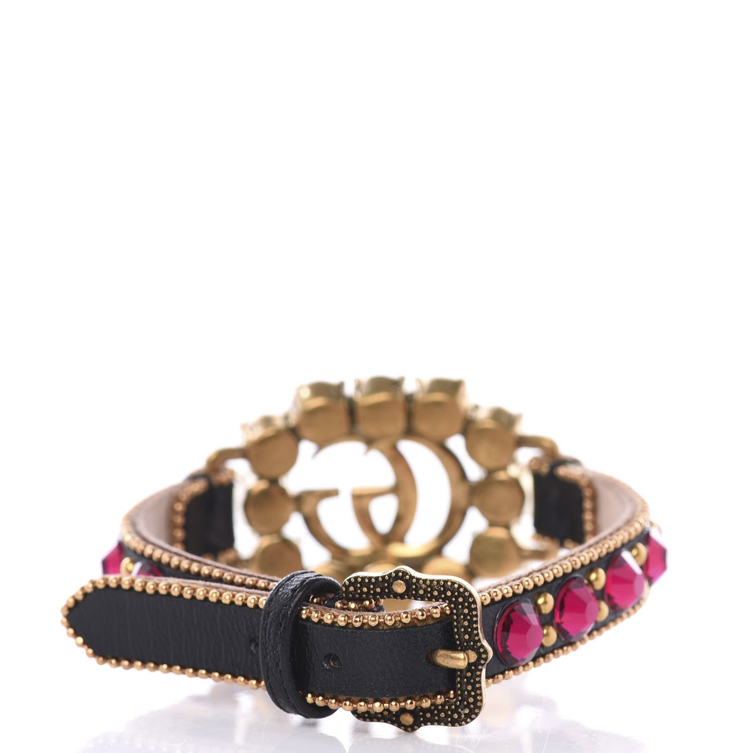 Gucci Calfskin Crystal Double G Bracelet Gold 2 of 5