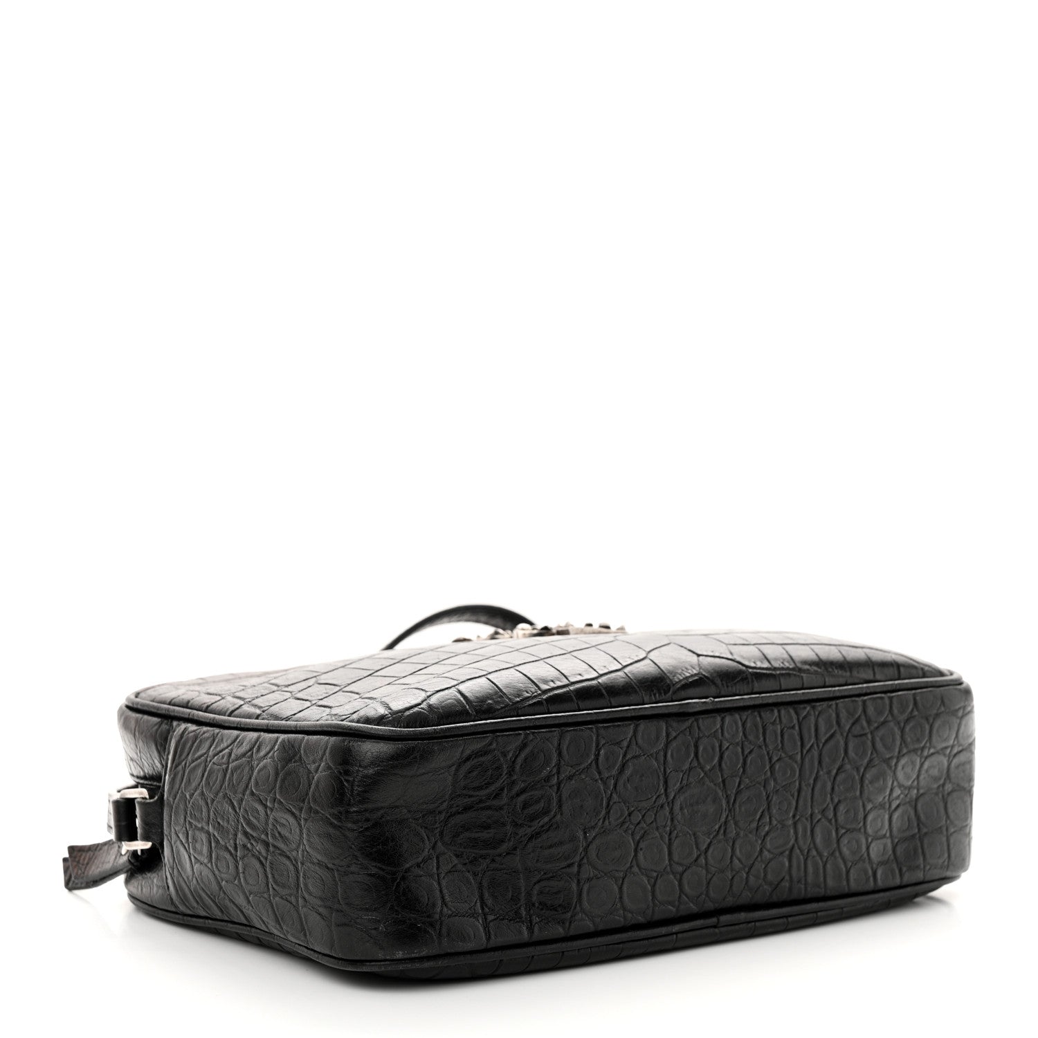 Saint Laurent Calfskin Crocodile Embossed Monogram Lou Camera Bag Black 4 of 13