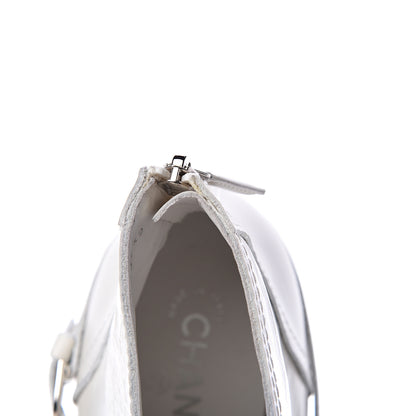 Chanel Crackled Calfskin Pearl Chain CC Short Boots 42 White 12 of 12