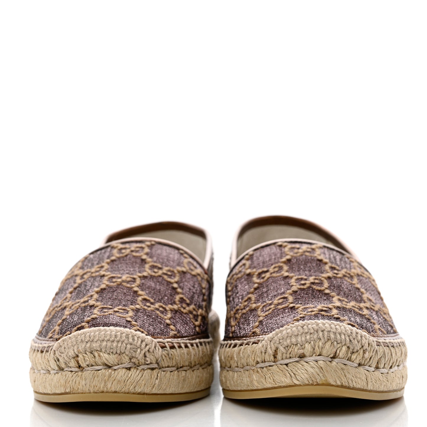 Lame Nappa GG Monogram Espadrilles 39 Brown Beige Light Bronze