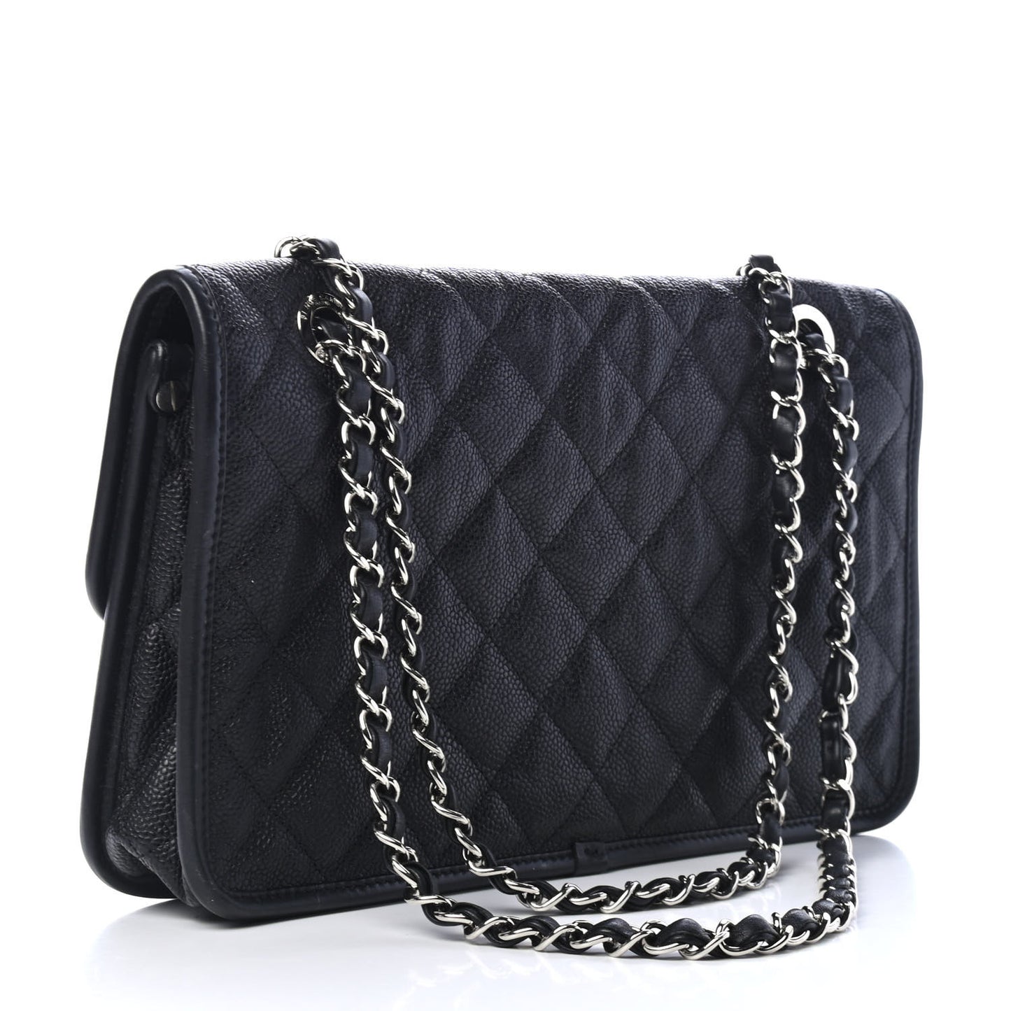 Caviar Quilted Medium French Riviera Flap Black