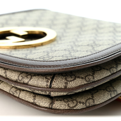 Gucci GG Supreme Monogram Textured Dollar Calfskin Web Medium Blondie Top Handle Shoulder Flap Bag Beige Ebony New Acero 10 of 10