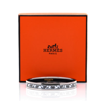Hermes Enamel Printed Narrow Balcons Du Guadalquivir Bracelet 65 Platine 7 of 7