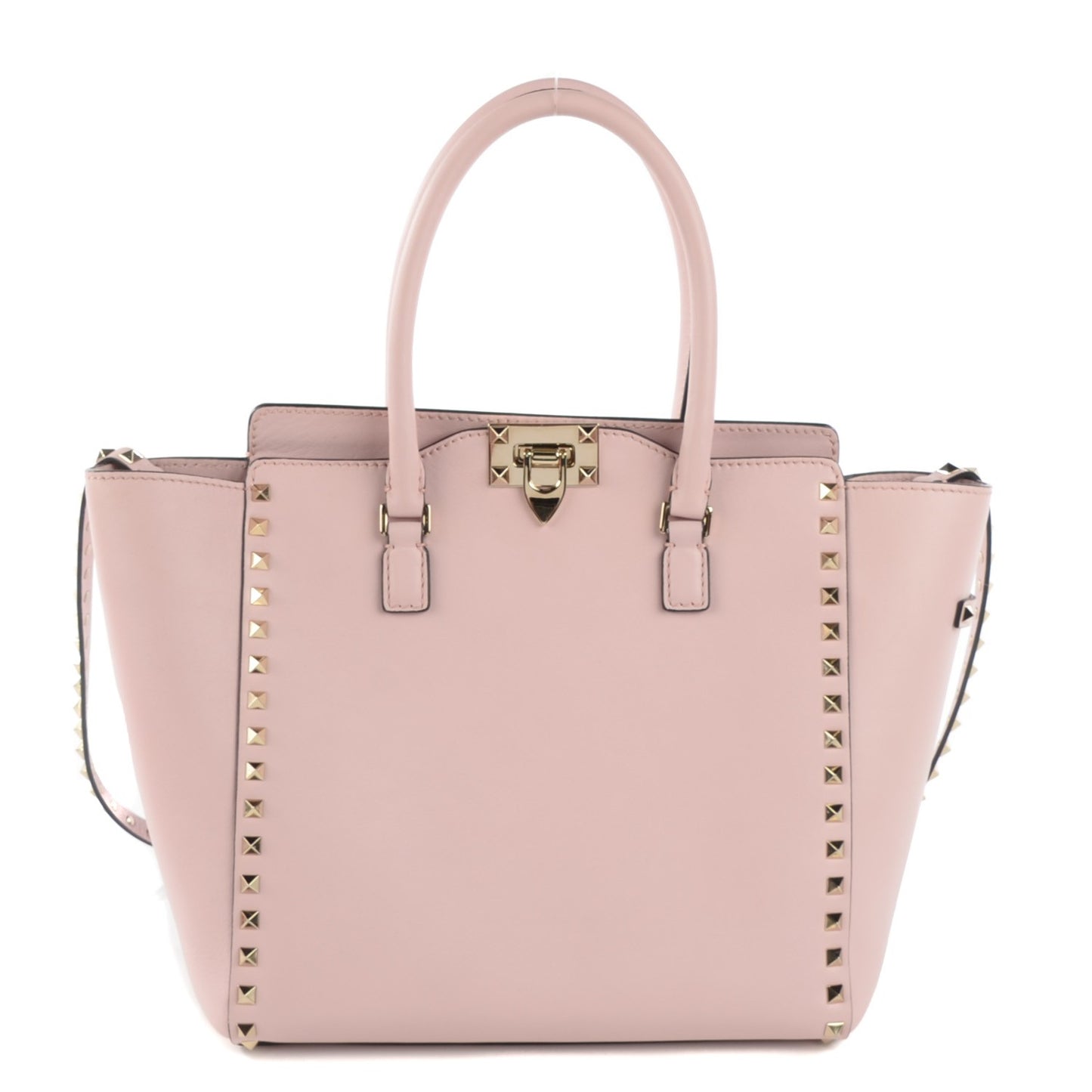 Vitello Rockstud Double Handle Tote Water Rose