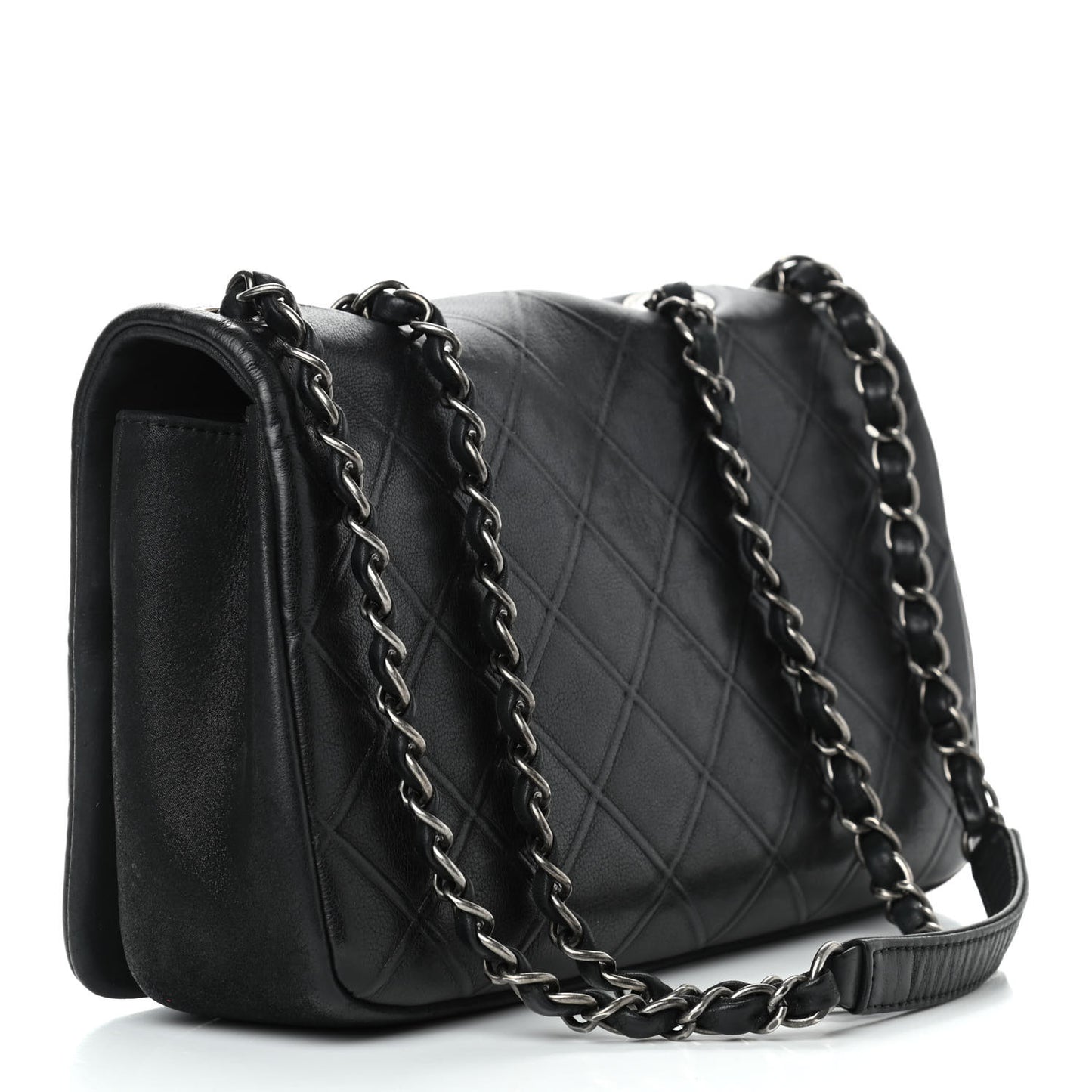 Calfskin Diamond Embossed New Chic Flap Black