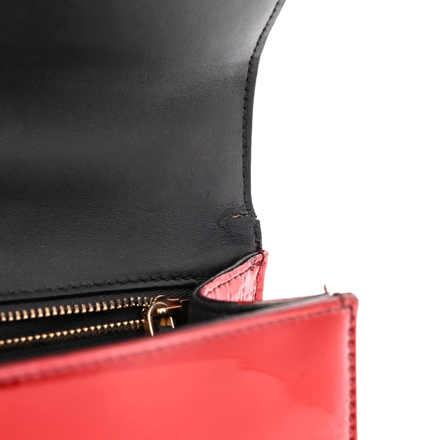 Metallic Patent Micro-Cannage Small Diorama Flap Bag Red