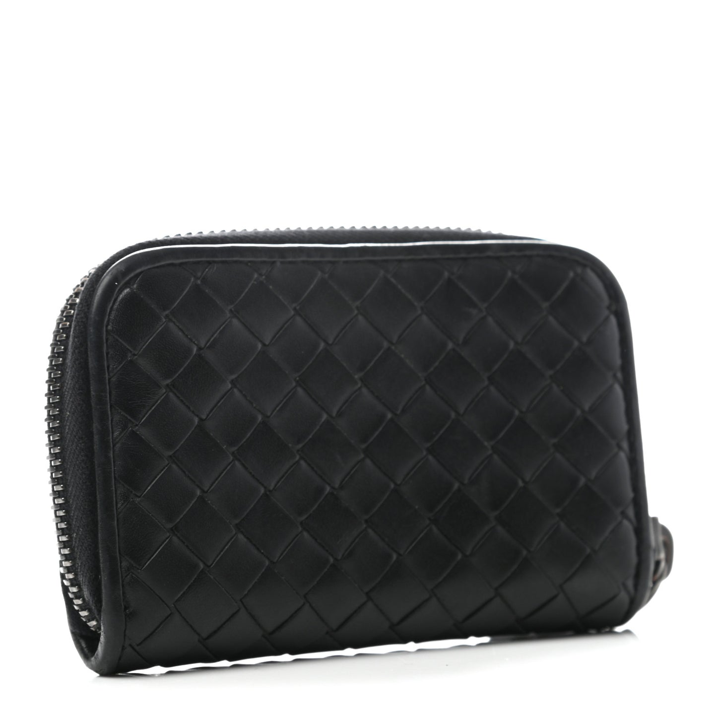 Nappa Intrecciato Zip Around Coin Purse Black