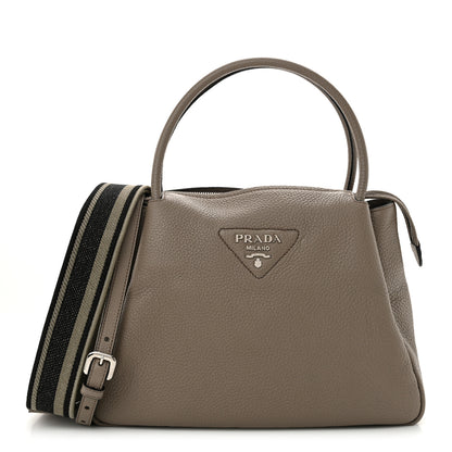 Prada Vitello Daino Soft Medium Zippered Top Handle Bag Argilla 1 of 10