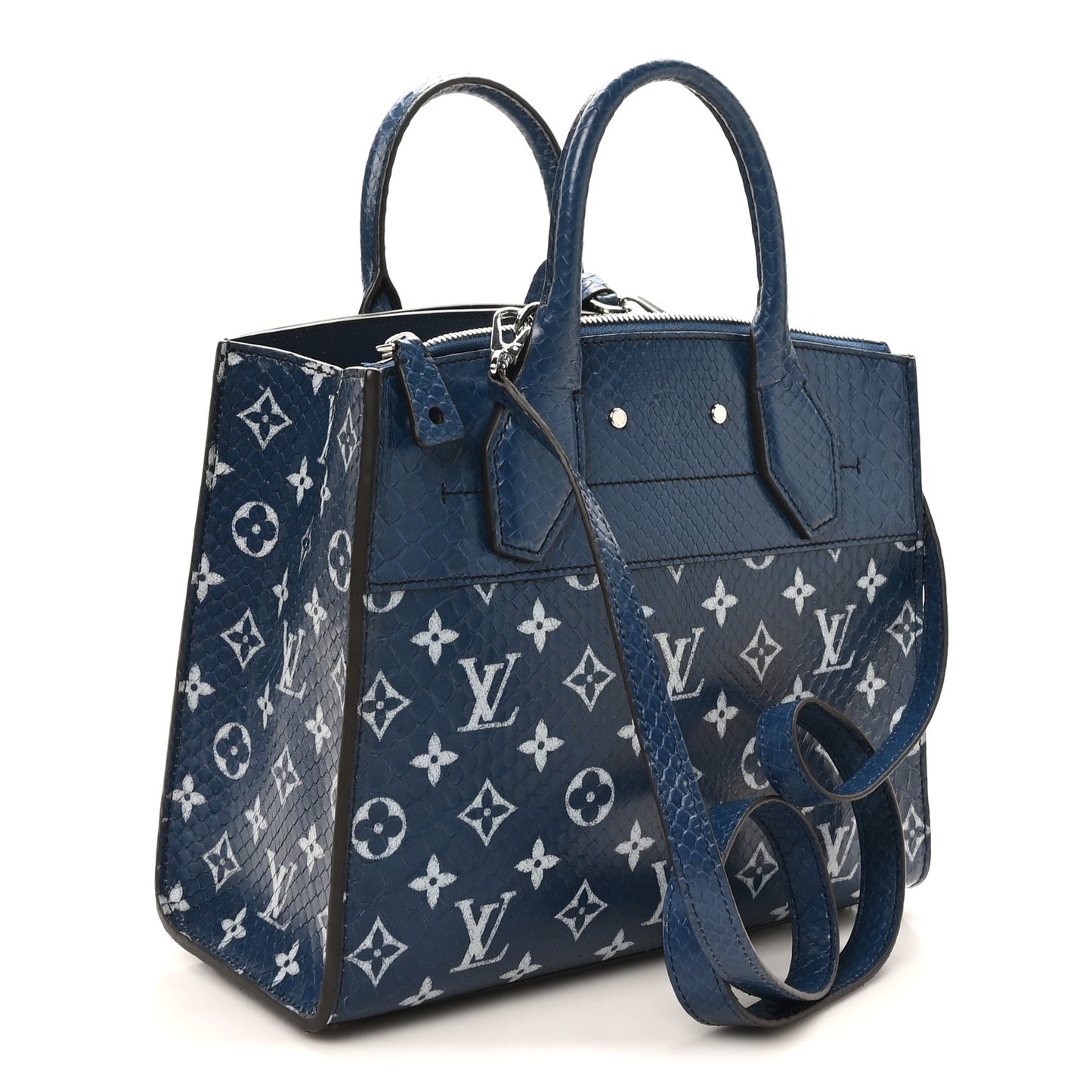 Snakeskin Monogram City Steamer PM Blue