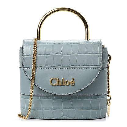 Chloe Calfskin Crocodile Embossed Small Aby Lock Faded Blue 1 of 9