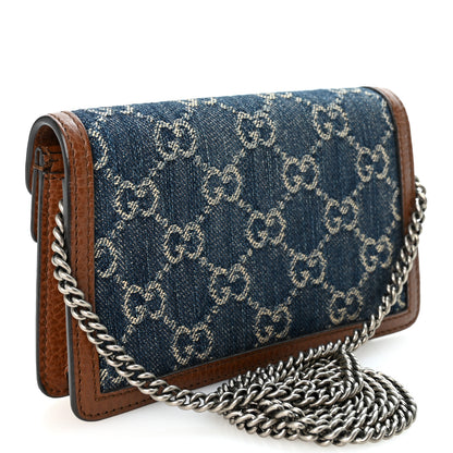Gucci New Denim GG Monogram Dollar Calfskin Enamel Super Mini Dionysus Shoulder Bag Blue Tea Cuir Epilog Electric Blue 3 of 9
