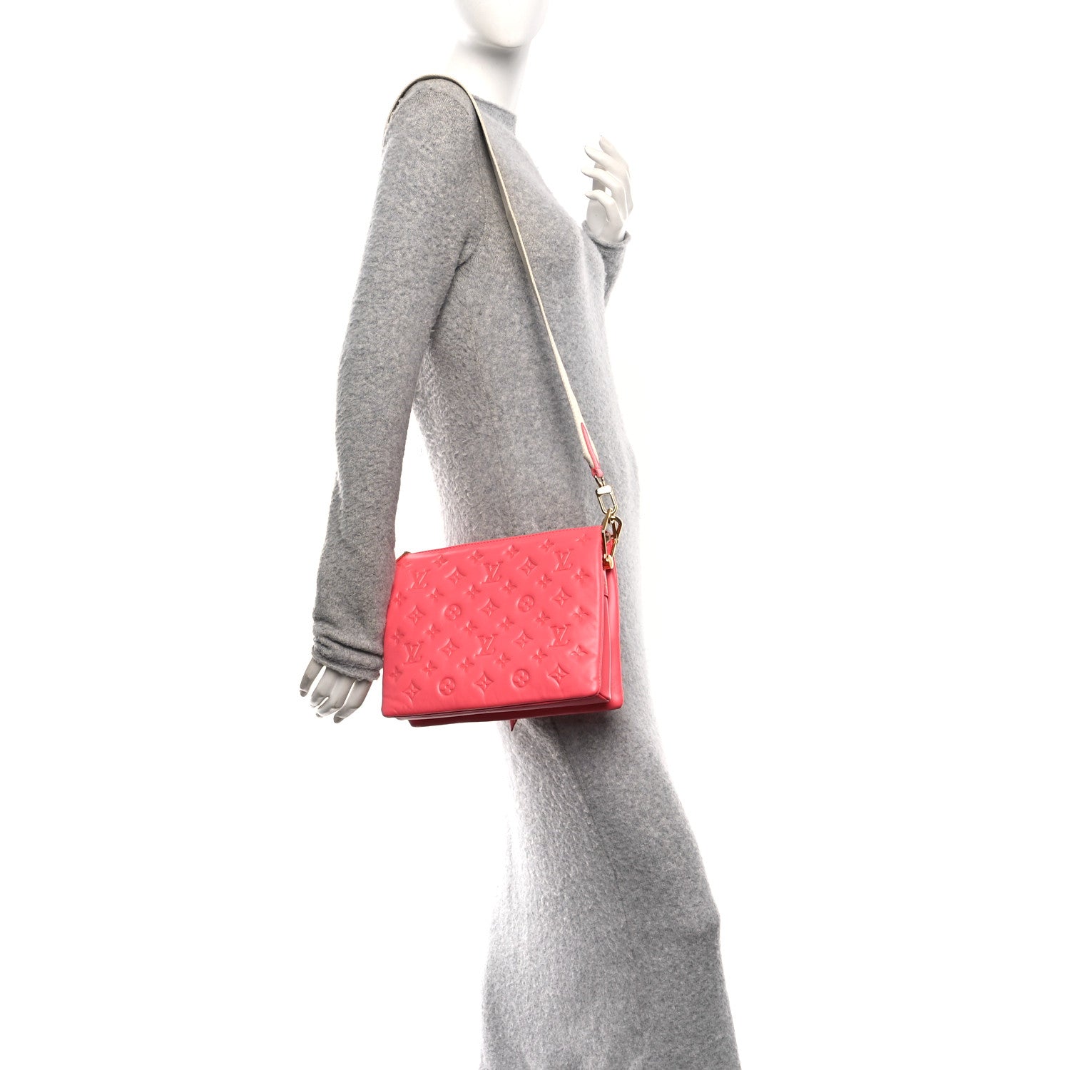Louis Vuitton Lambskin Embossed Monogram Coussin PM Coral 2 of 13