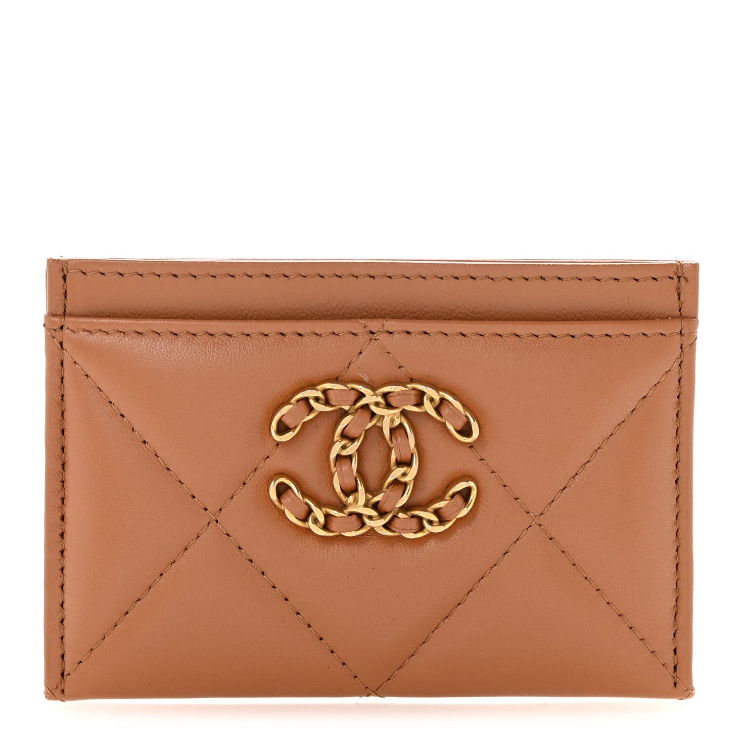 Chanel Lambskin Quilted Chanel 19 Card Holder Brown 1 of 9