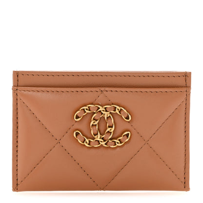 Chanel Lambskin Quilted Chanel 19 Card Holder Brown 1 of 9