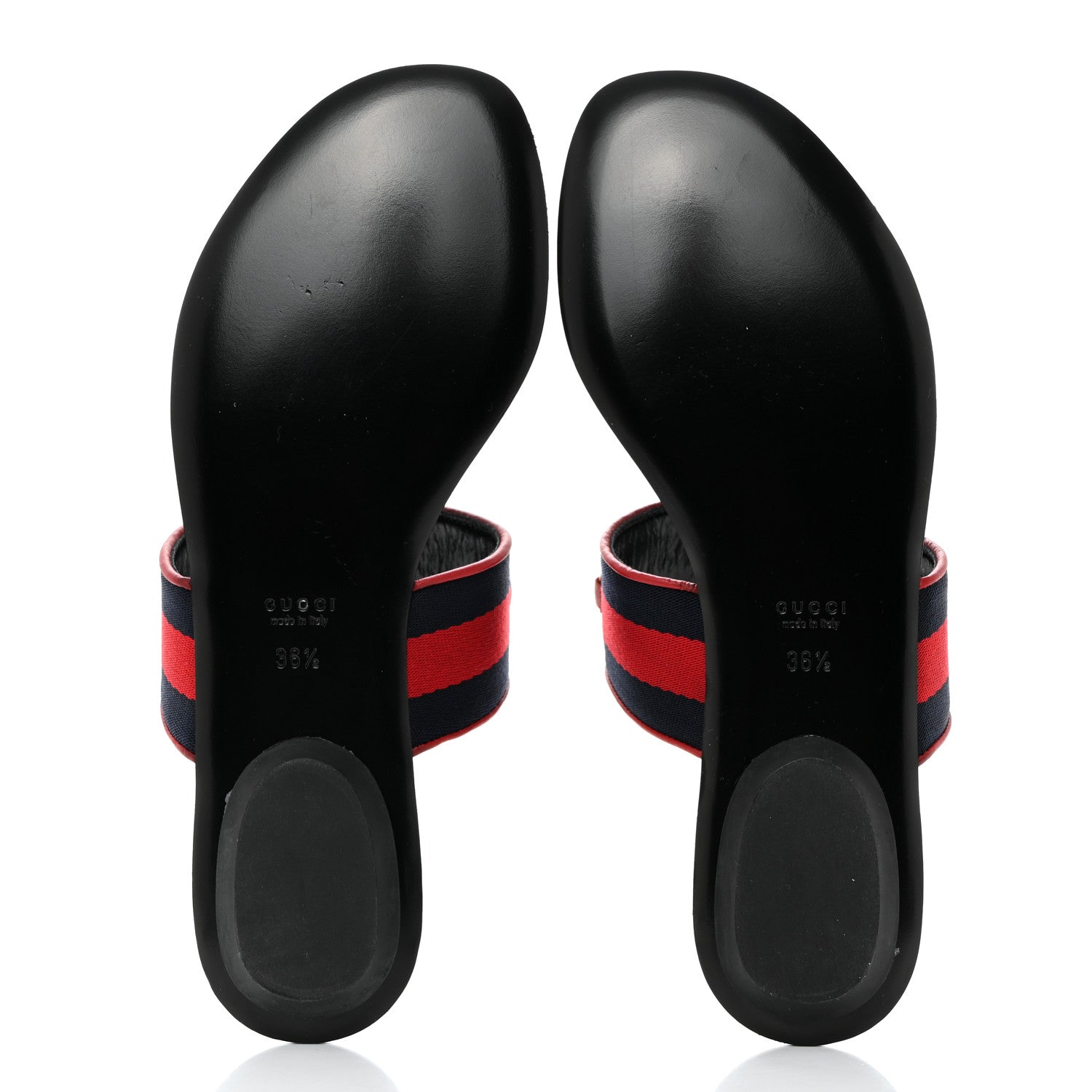 Gucci Nylon Calfskin Web Womens Horsebit Thong Sandals 36.5 Blue Red Black 5 of 7